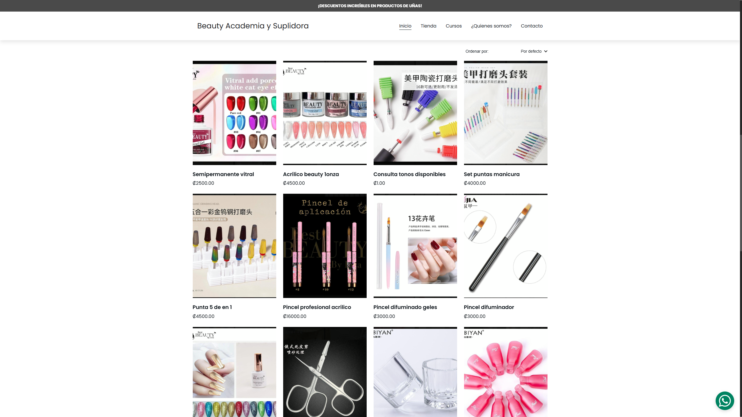 Catálogo de productos y tienda