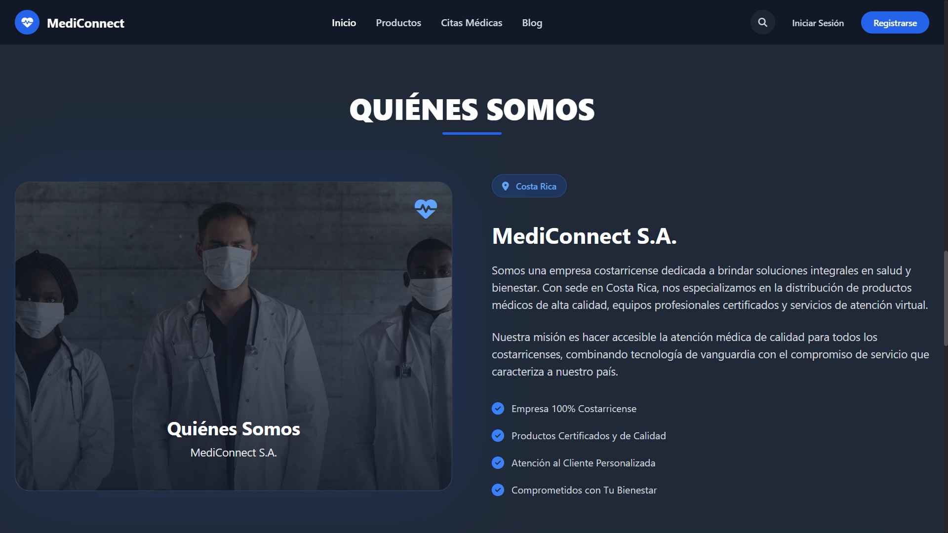 Página de información de la empresa